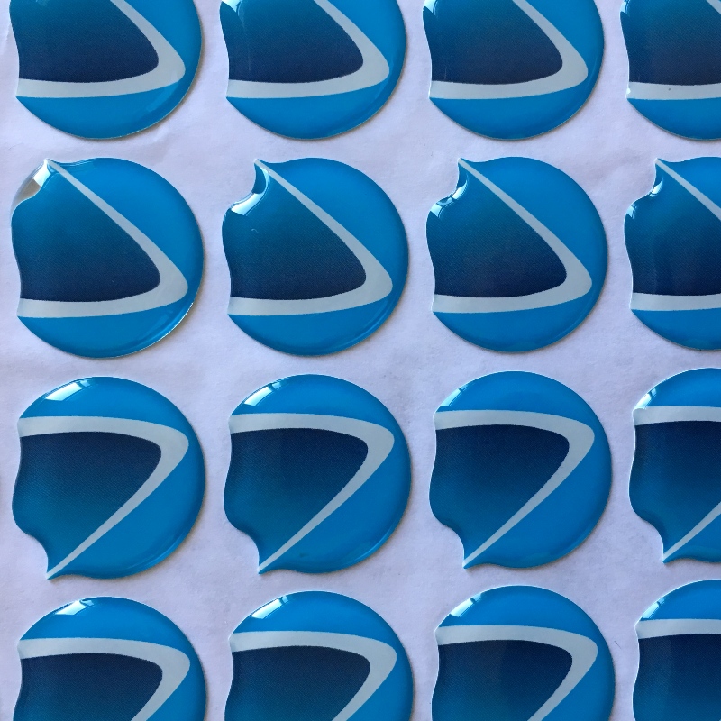 폴리 우레탄 수지 돔형 스티커 - 3M 강한 접착제, 방수, UV 및 황변 레지스트, 디지털 또는 실크 인쇄